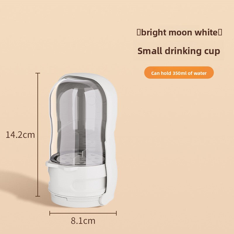 Small drinking cup with dimensions and capacity information on a beige background