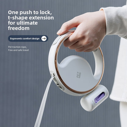 Automatic Retractable Dog Leash with LED Light & Waste Bag Dispenser