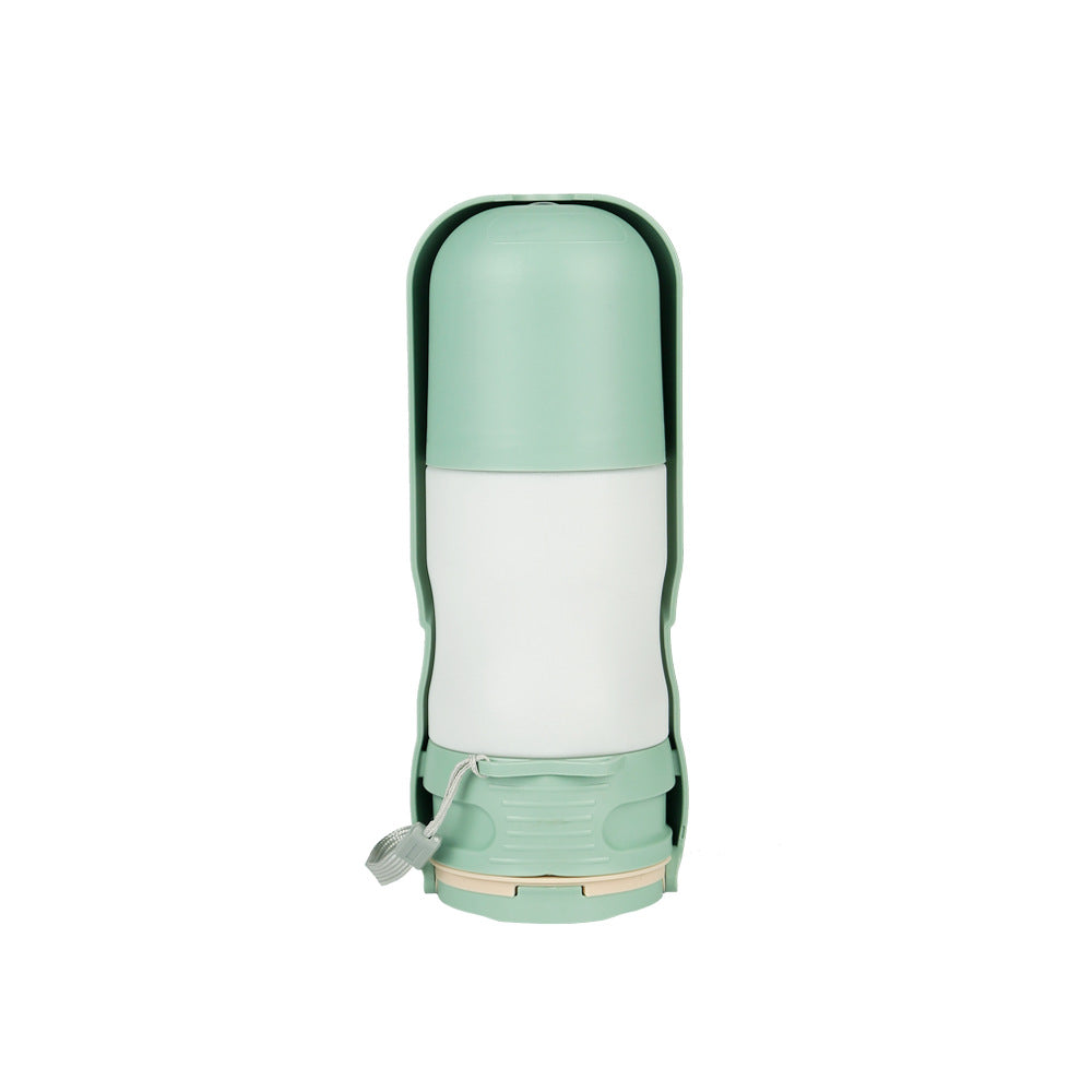 Green water bottle on a white background