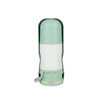 Green water bottle on a white background