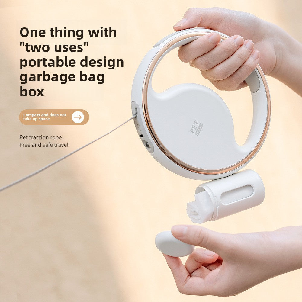 Automatic Retractable Dog Leash with LED Light & Waste Bag Dispenser