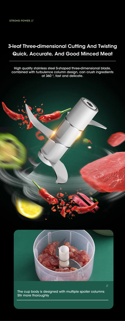 Meat grinder with ingredients and text on a dark background