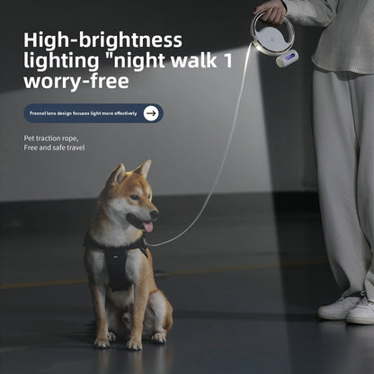Automatic Retractable Dog Leash with LED Light & Waste Bag Dispenser